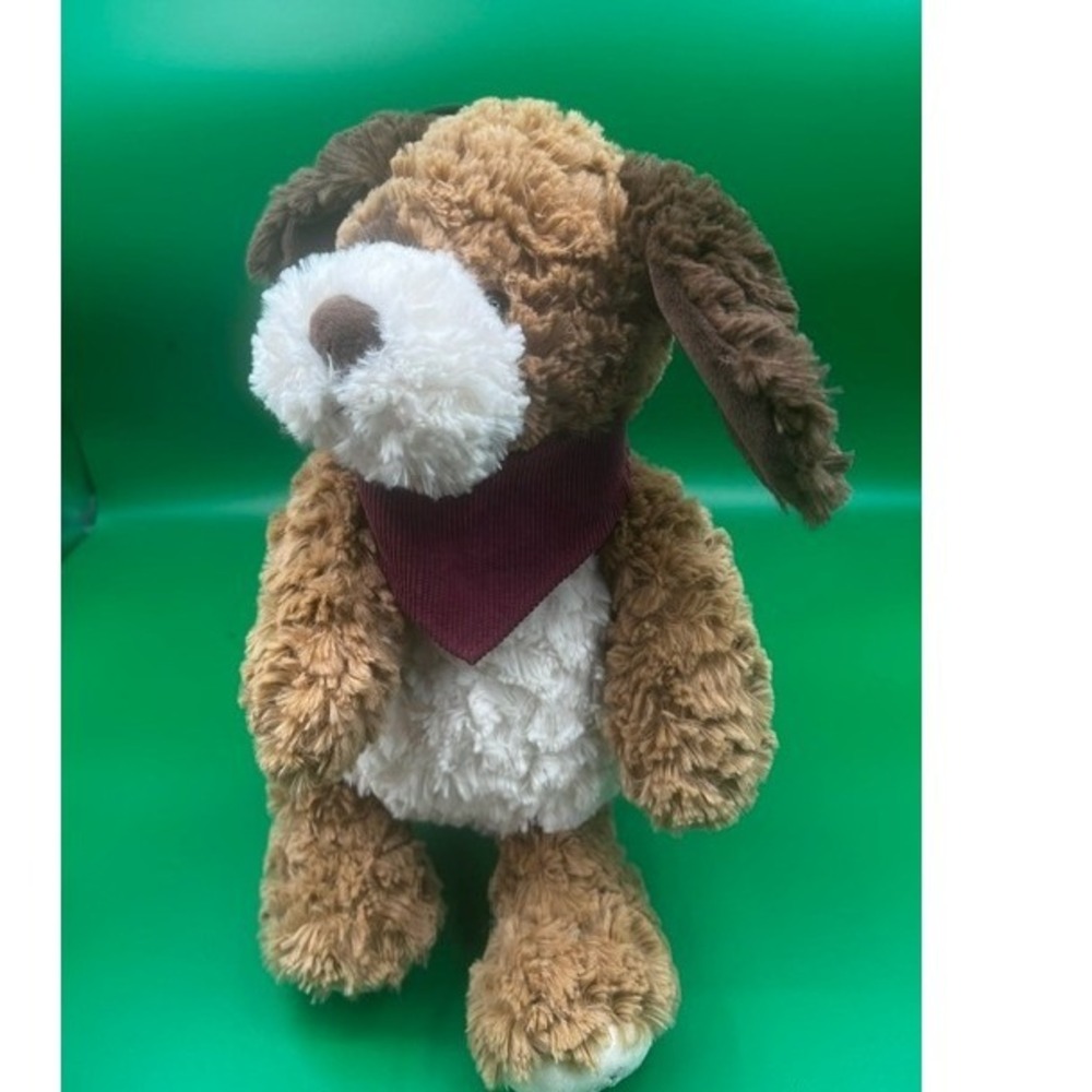 Mary Meyer Yankee Candle Village Dog Plush Kids 15in Brown Shaggy Bandana